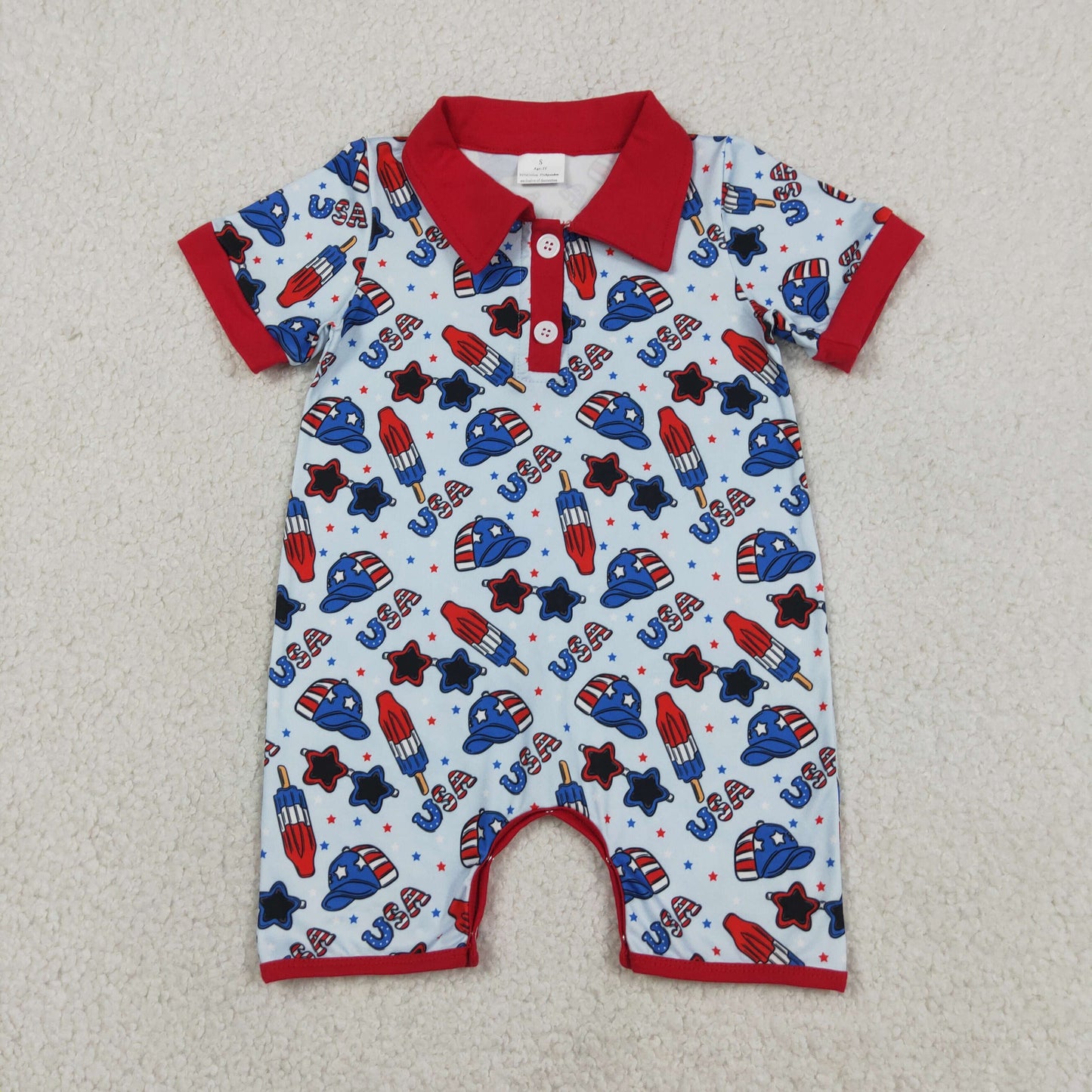 Baby Boys Sibling July 4th USA Popsicle Short Sleeve Shirt  Top /Romper