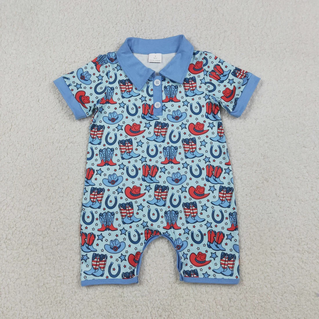 Baby Boys Sibling July 4th Western Shorts Set +Romper