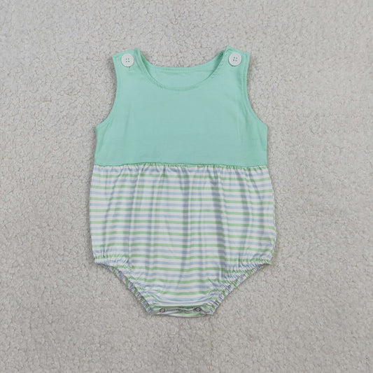 SR3894 Stripes Green Print Baby Boys Summer Sleeveless Summer