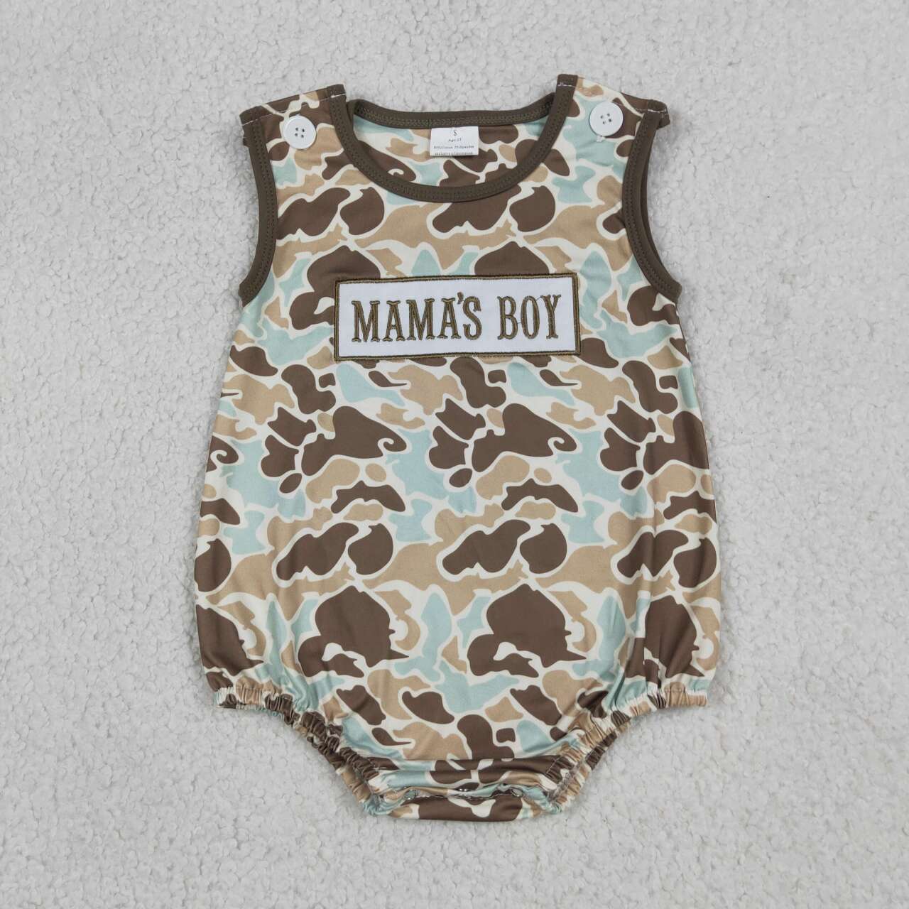 SR3907 MAMAS BOY Embroidery Camo Baby Boys Sleeveless Romper