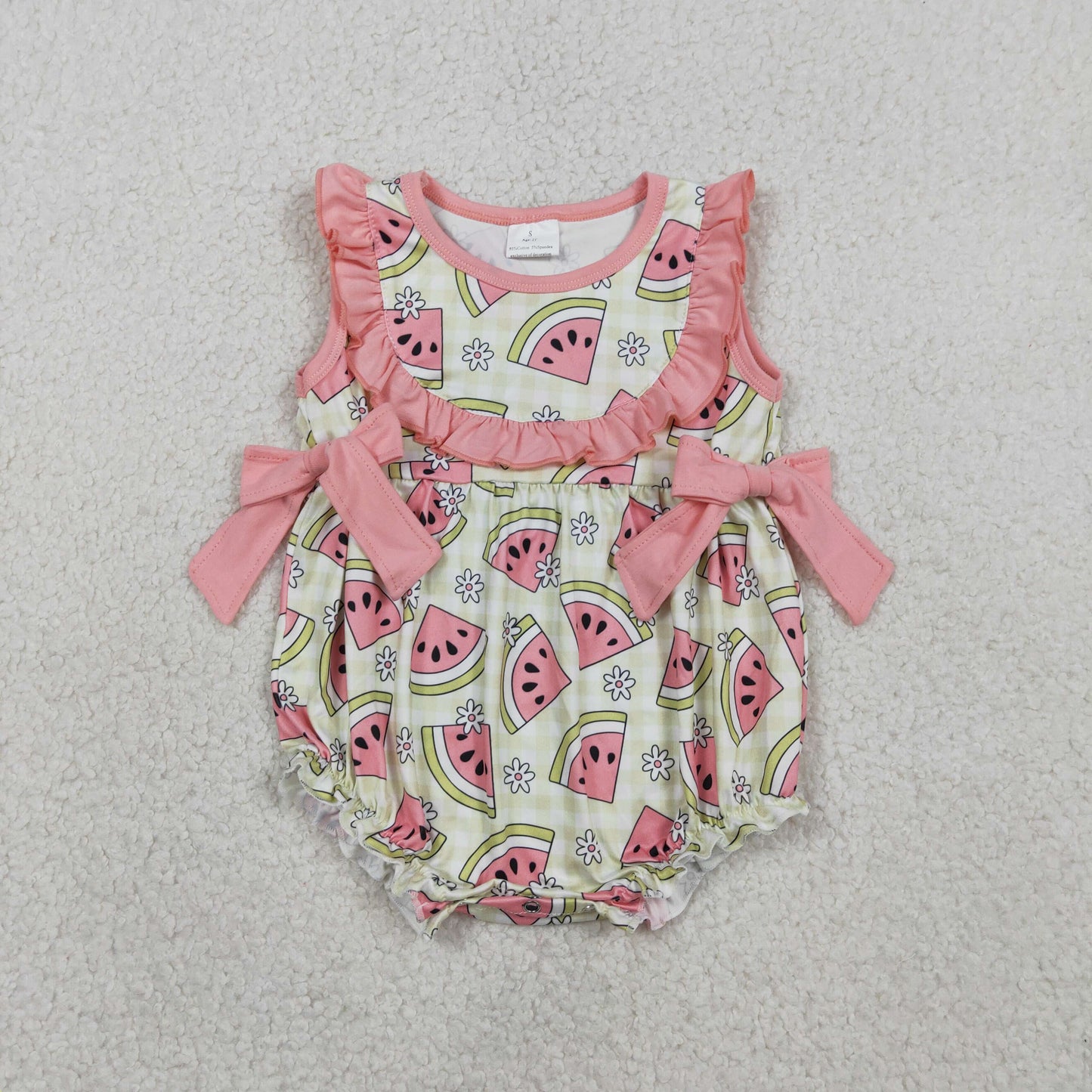 Sibling Baby Girls Sleeveless Watermelons Flowers Tunic Ruffle Shorts Clothes Set Rompers