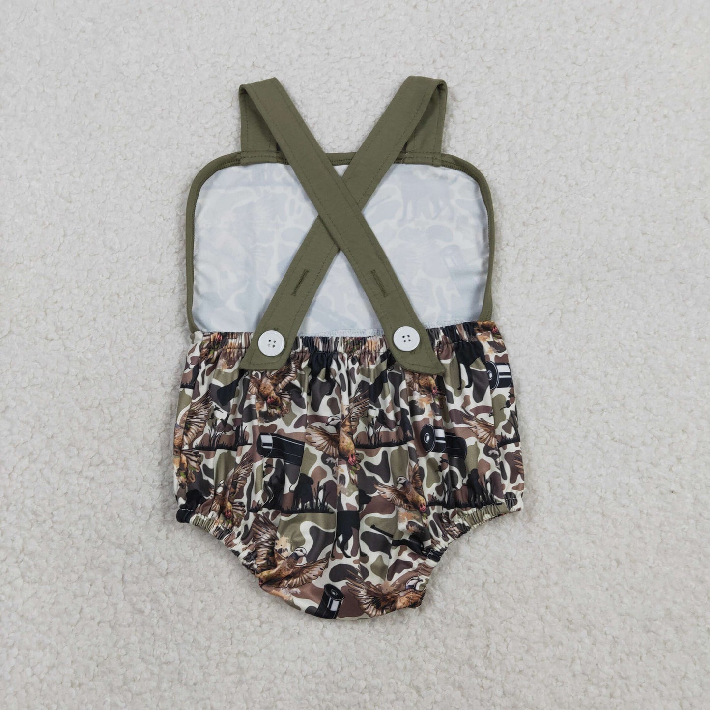 Sibling Baby Boys Strap Southern Camo Hunting Rompers