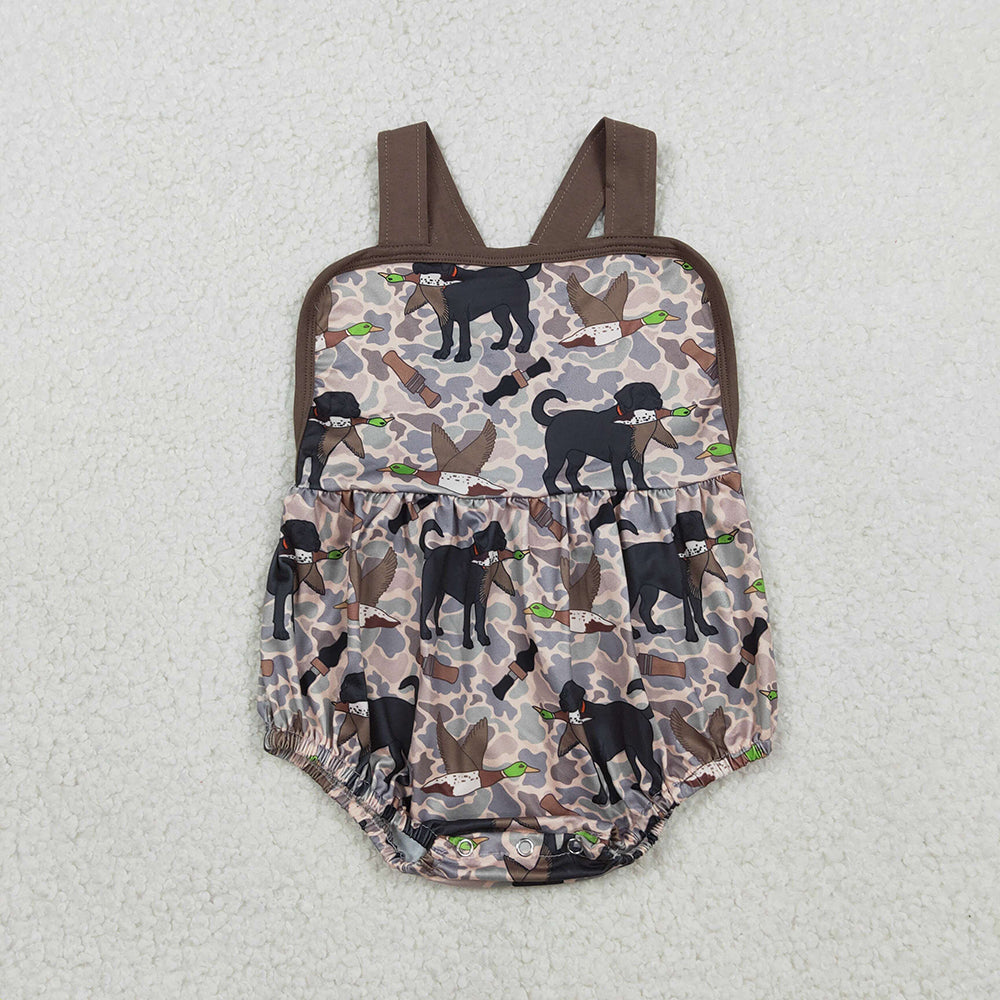 SR3928 Dog Duck Camo Hunting Print Baby Boys Summer Strap Summer