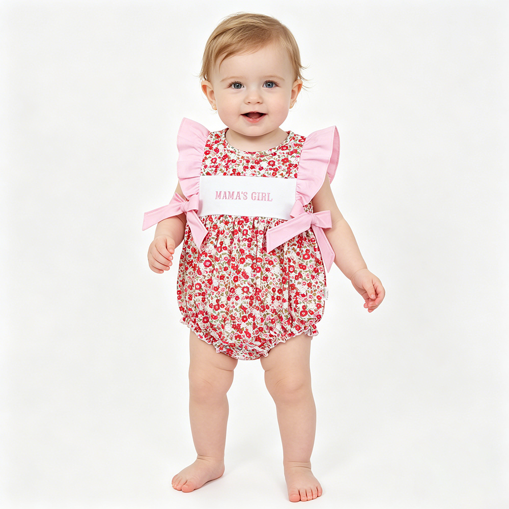 MAMAS & DADDYS GIRL Embroidery Flowers Bows Baby Girls Summer Clothes Sisters Wear