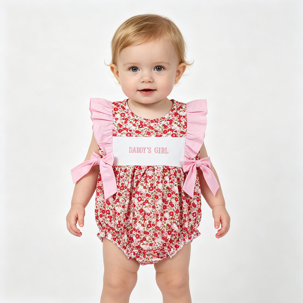 MAMAS & DADDYS GIRL Embroidery Flowers Bows Baby Girls Summer Clothes Sisters Wear