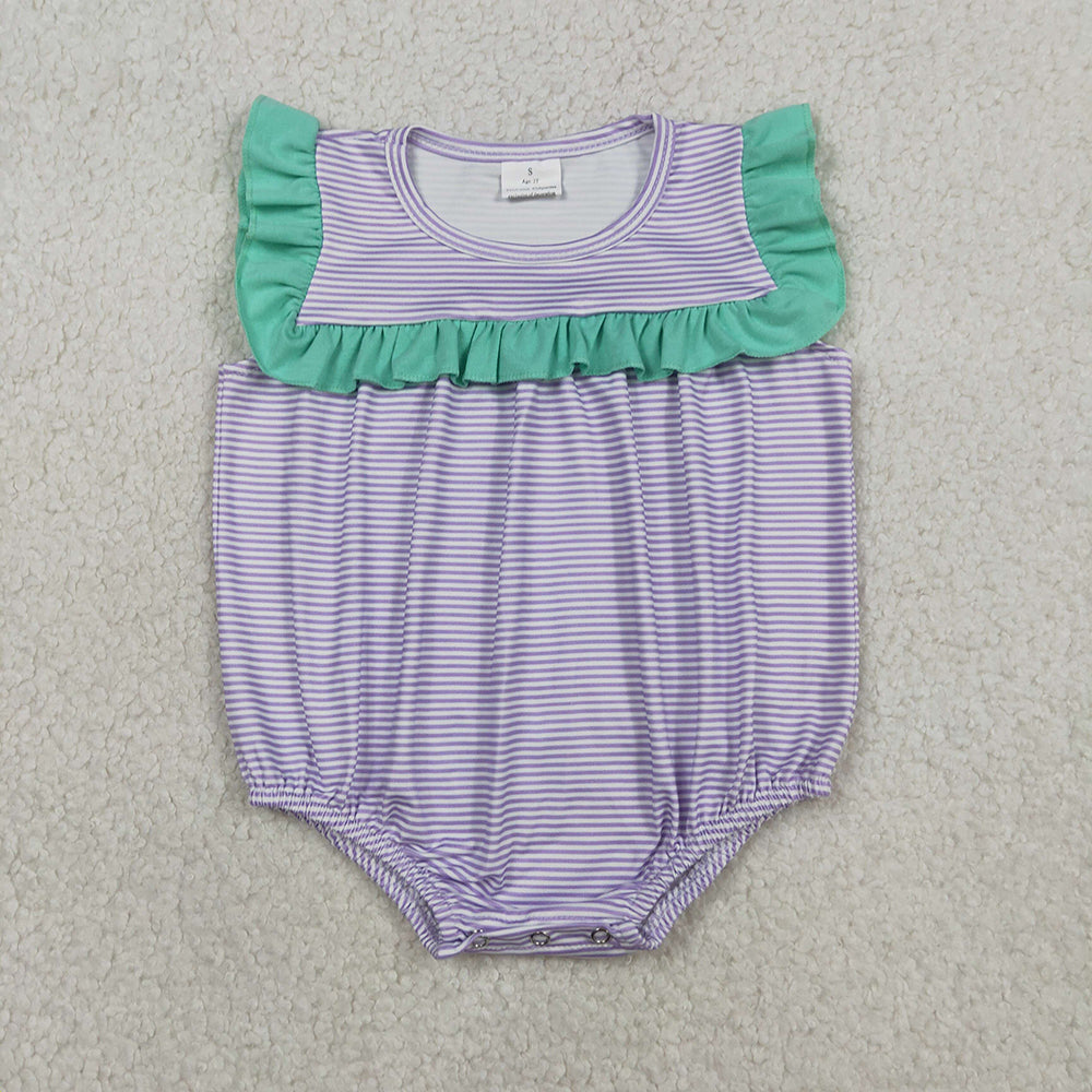 Baby Girls Purple Stripe Sleeveless Dress & Romper Sisters Wear
