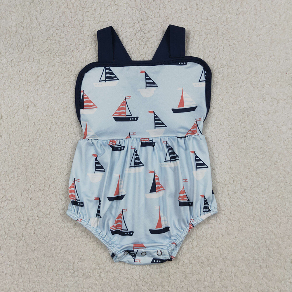 SR3945 Boys’ Sailboat Strap Backless Romper