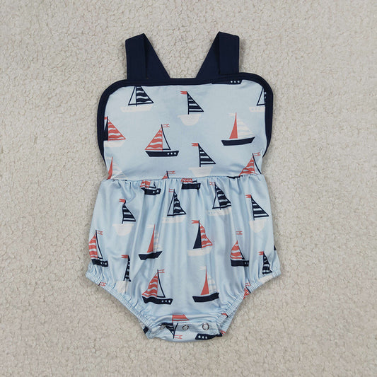SR3945 Boys’ Sailboat Strap Backless Romper