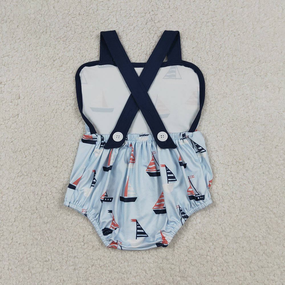 SR3945 Boys’ Sailboat Strap Backless Romper