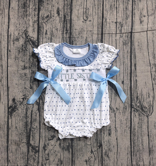 SR3981 Preorder Little Sister Dots Print Baby Girls Summer Romper