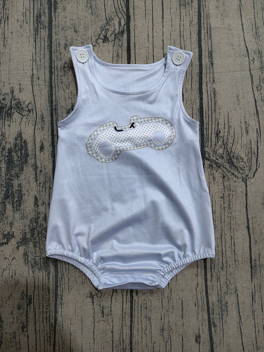 SR4013  Preorder Car Dots Print Baby Boys Sleeveless Romper