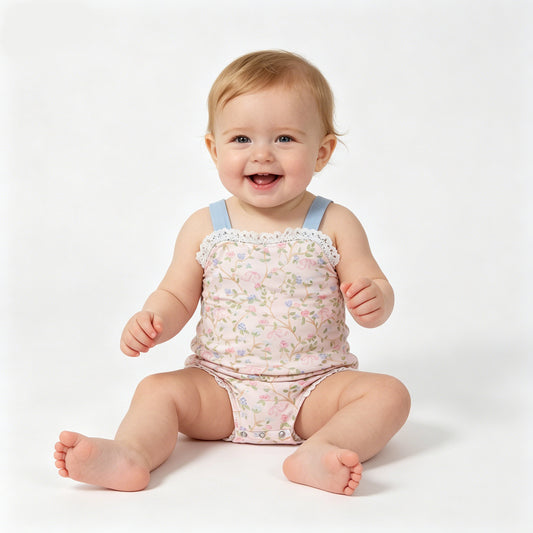 Small Flowers Print Baby Girls Summer Strap Romper