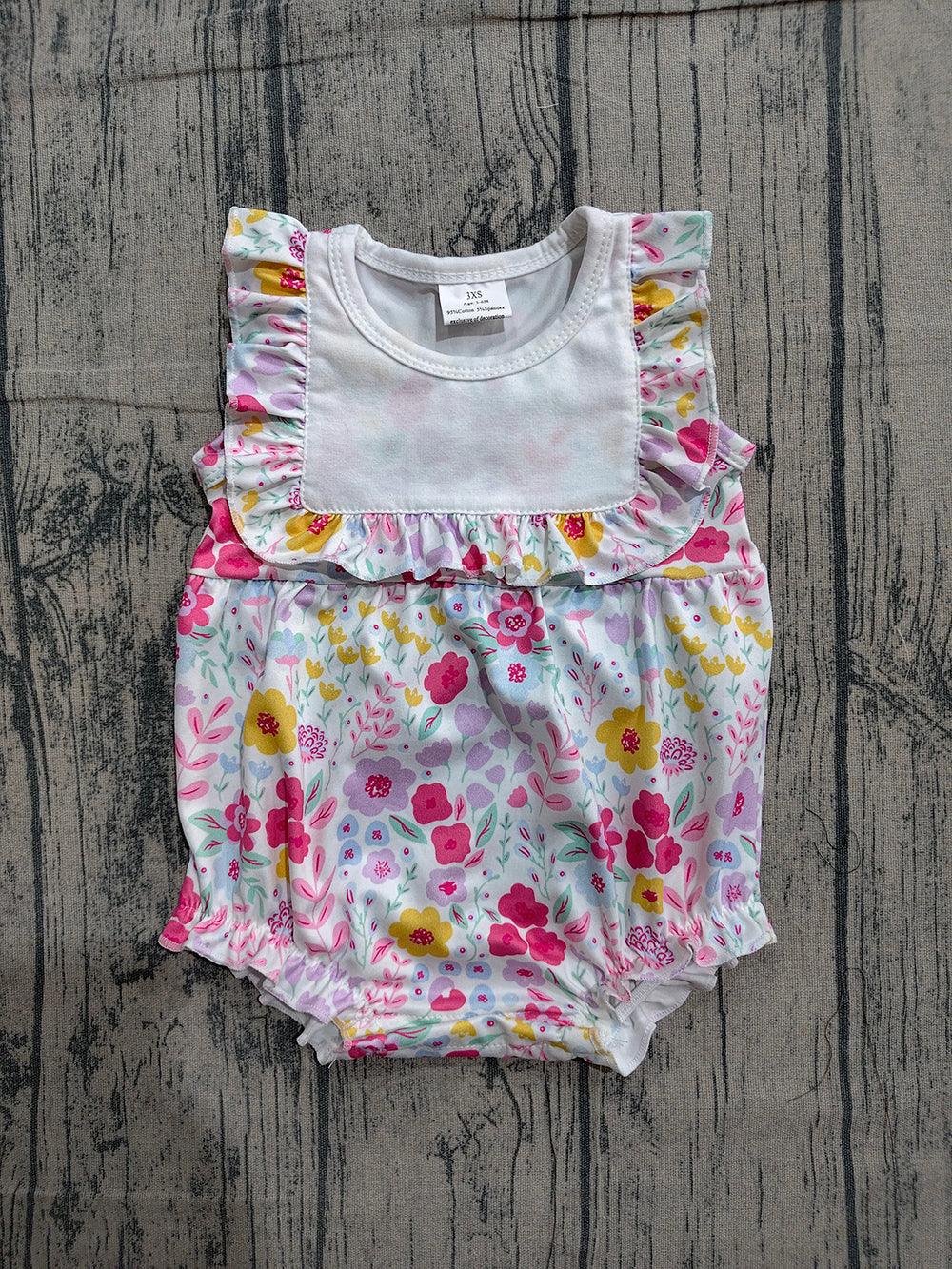 SR4021 Colorful Flowers Print Baby Girls Summer Romper