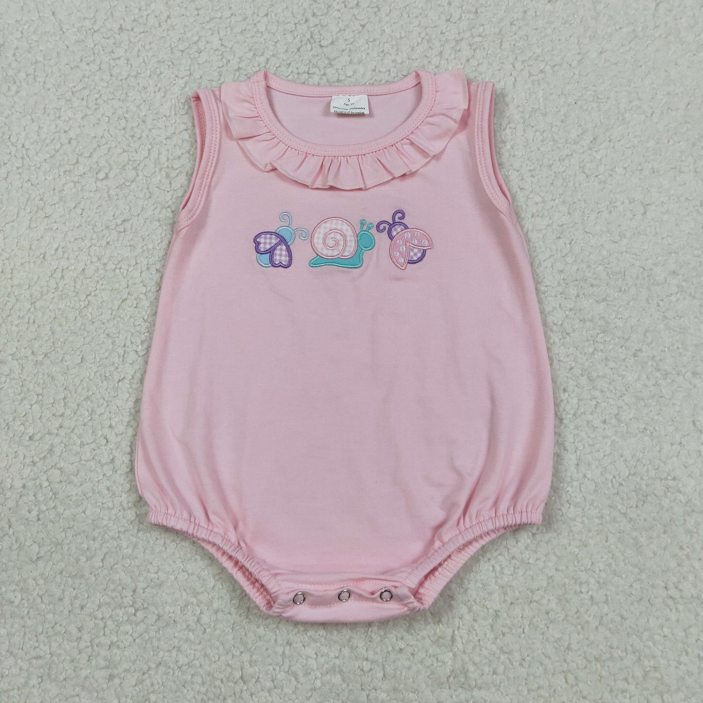 Matching Sister Snail & Butterfly Outfits - Pink Ruffle Embroidery Sibling Set