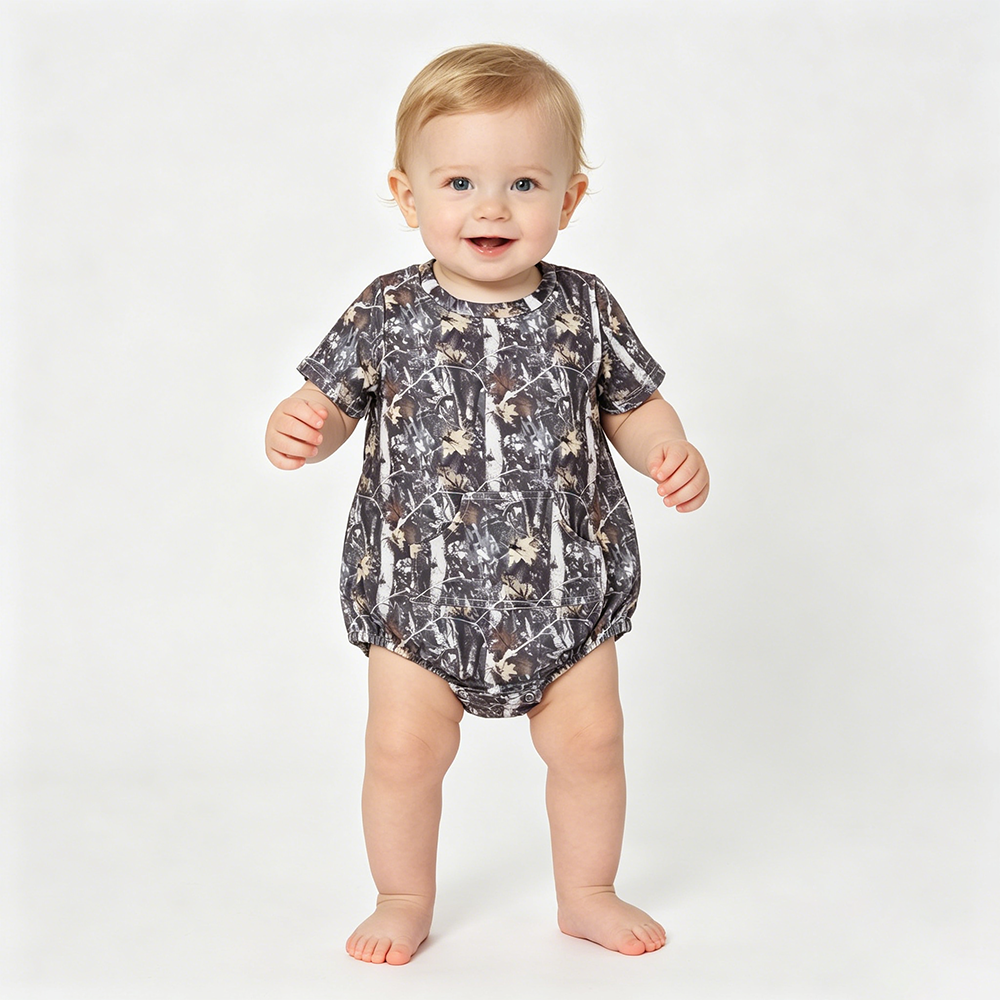 SR4059 Branch Camo Print Baby Boys Summer Romper