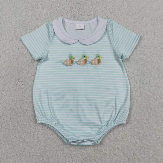 Sibling Baby Girls Embroidery Duck Shorts Set Bubble Romper