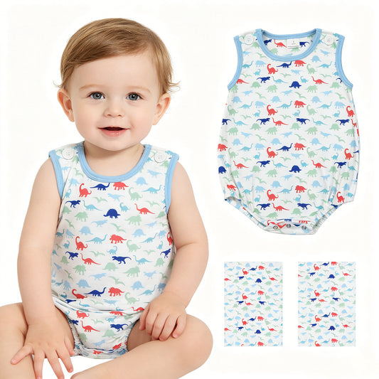 Baby Boys dinosaur Sleeveless Bubble Romper