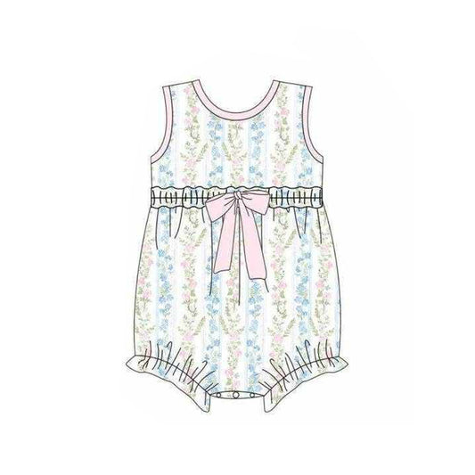 3.18 SR4121 Preorder Small Flowers Print Baby Girls Summer Sleeveless Romper