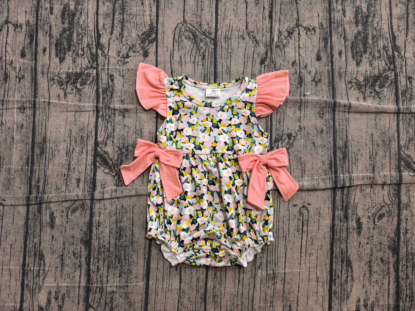 Baby Girls Flutter Sleeve Floral Bubble Romper Preorder