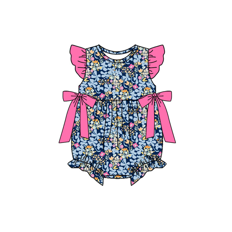 3.18 SR4126 Preorder Colorful Flowers Print Baby Girls Summer Romper