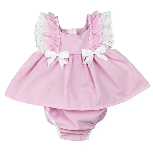3.23 SR4145 Girls Pink Ruffle Sleeve Bubble Romper Preorder