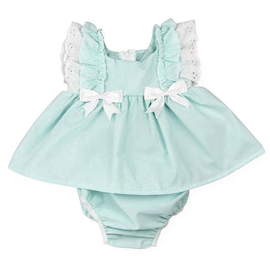 3.23 SR4145 Girls Aqua Ruffle Sleeve Bubble Romper Preorder