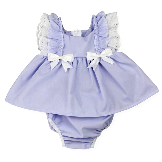 3.23 Girls Violet Ruffle Sleeve Bubble Romper Preorder