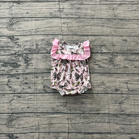 3.28 Woodland Duck & Bow Print Baby Girl Romper Preorder