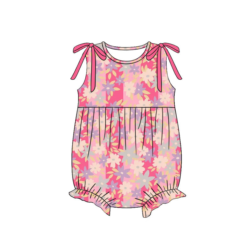 4.7 SR4169 Preorder Flowers Pink Girls Sleeveless Romper
