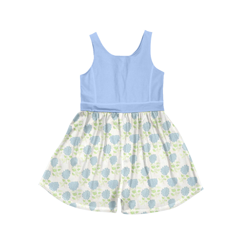 4.9 SR4173 Preorder Flowers Blue Girls Yoga Jumpsuits