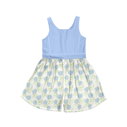 4.9 SR4173 Preorder Flowers Blue Girls Yoga Jumpsuits