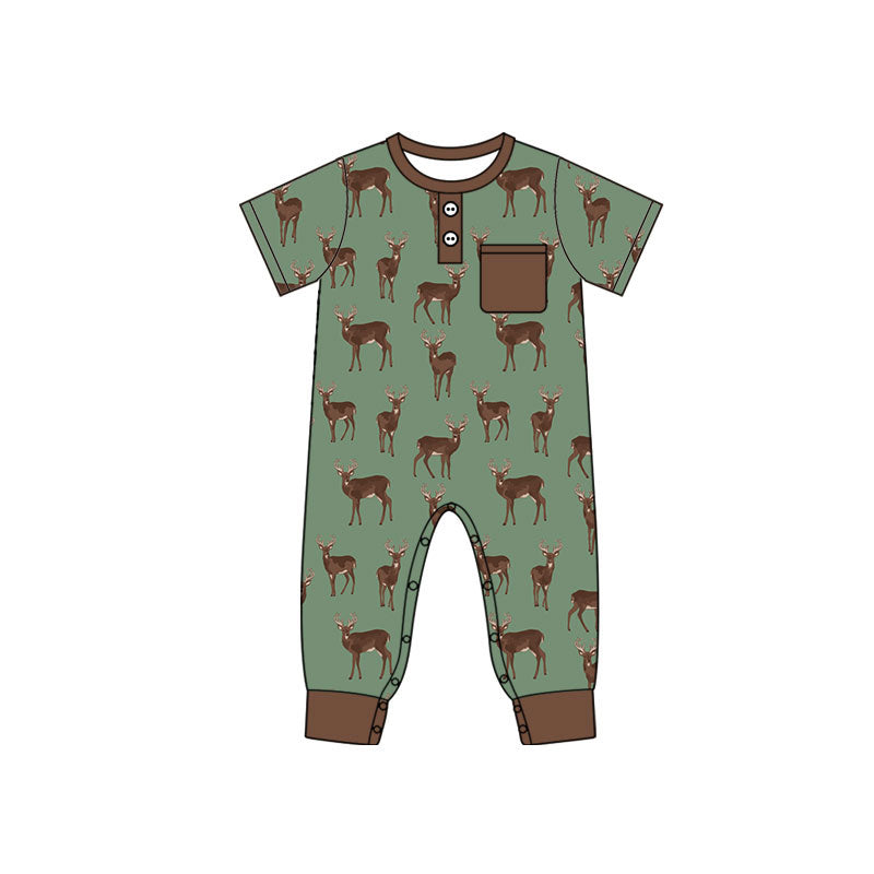 4.17 SR4205 Preorder Deer Pocket Baby Boys Summer Romper