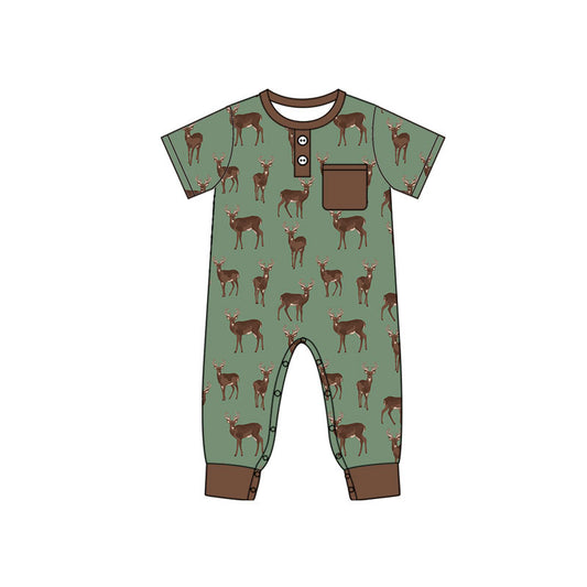 4.17 SR4205 Preorder Deer Pocket Baby Boys Summer Romper