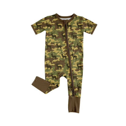 4.18 SR4207 Preorder Camo Hunting Deer Baby Boys Zipper Sleeper Romper