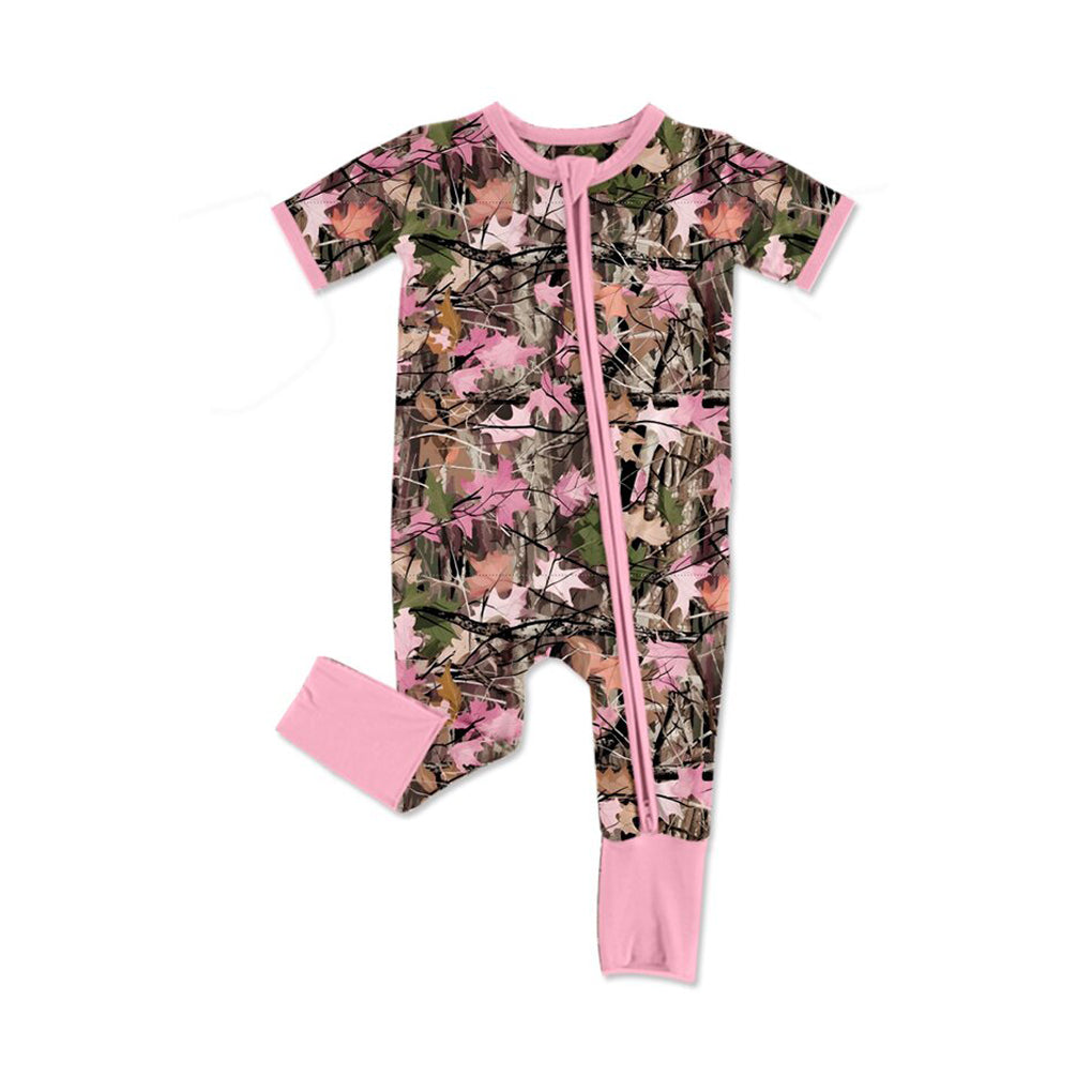 4.21 SR4211 Branch Camo Baby Girls Zipper Sleeper Romper