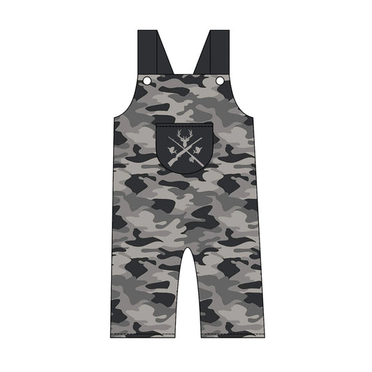 4.21 Toddler Boys Hunting GreyCamo Print Ruffle Overalls