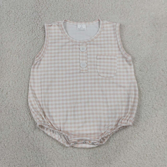 Sibling Baby Boys Gingham Sleeveless Bubble Romper