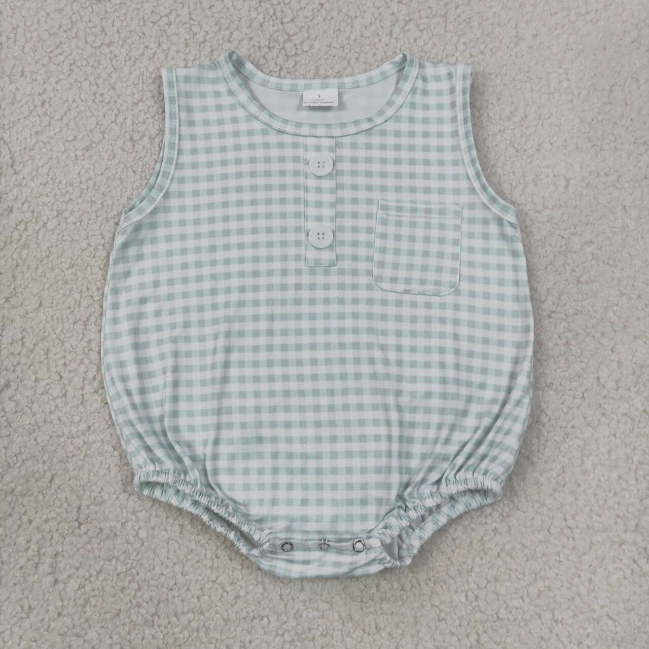 Sibling Baby Boys Gingham Sleeveless Bubble Romper