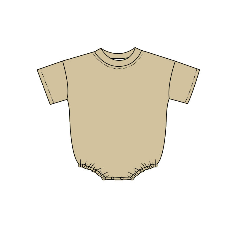 4.29 Baby Girls Boys Short Sleeve Taupe Bubble Romper Preorder