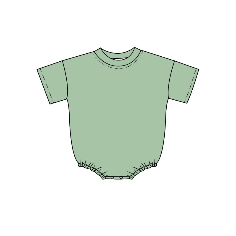 4.29 Baby Girls Boys Short Sleeve Sage Green Bubble Romper Preorder