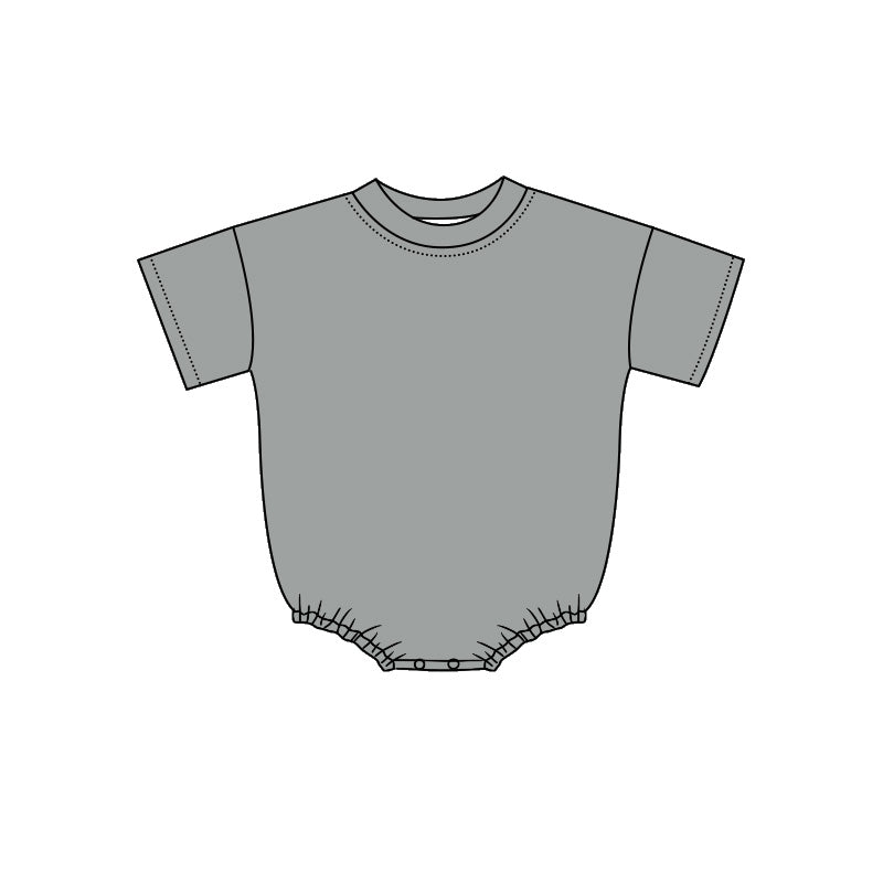 4.29 Baby Girls Boys Short Sleeve Grey Bubble Romper Preorder