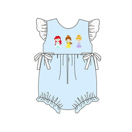 5.8 SR4265 Preorder Cartoon Princess Blue Baby Girls Summer Romper