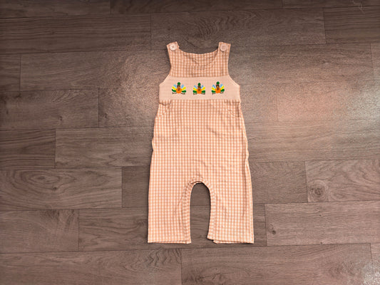 6.18 Preorder SR4277 Turkey Plaid Print Baby Boys Thanksgiving Pockets Romper