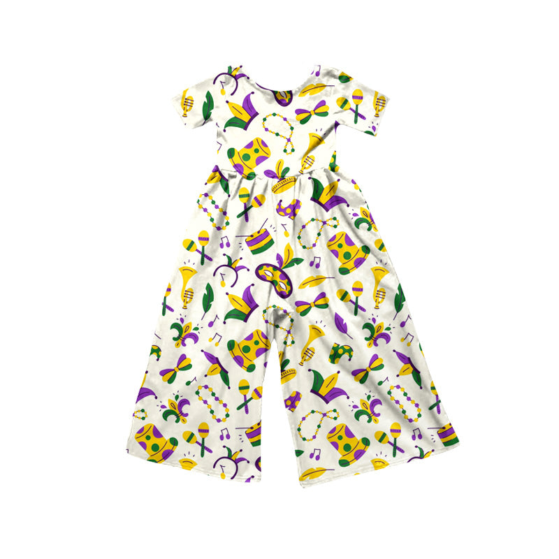 9.15 SR4317 Preorder Mardi Gras Short Sleeve Wide‑Leg Jumpsuit