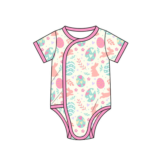 10.10 SR4343 Preorder Baby Girls Easter Bunny Eggs Short Sleeve Romper
