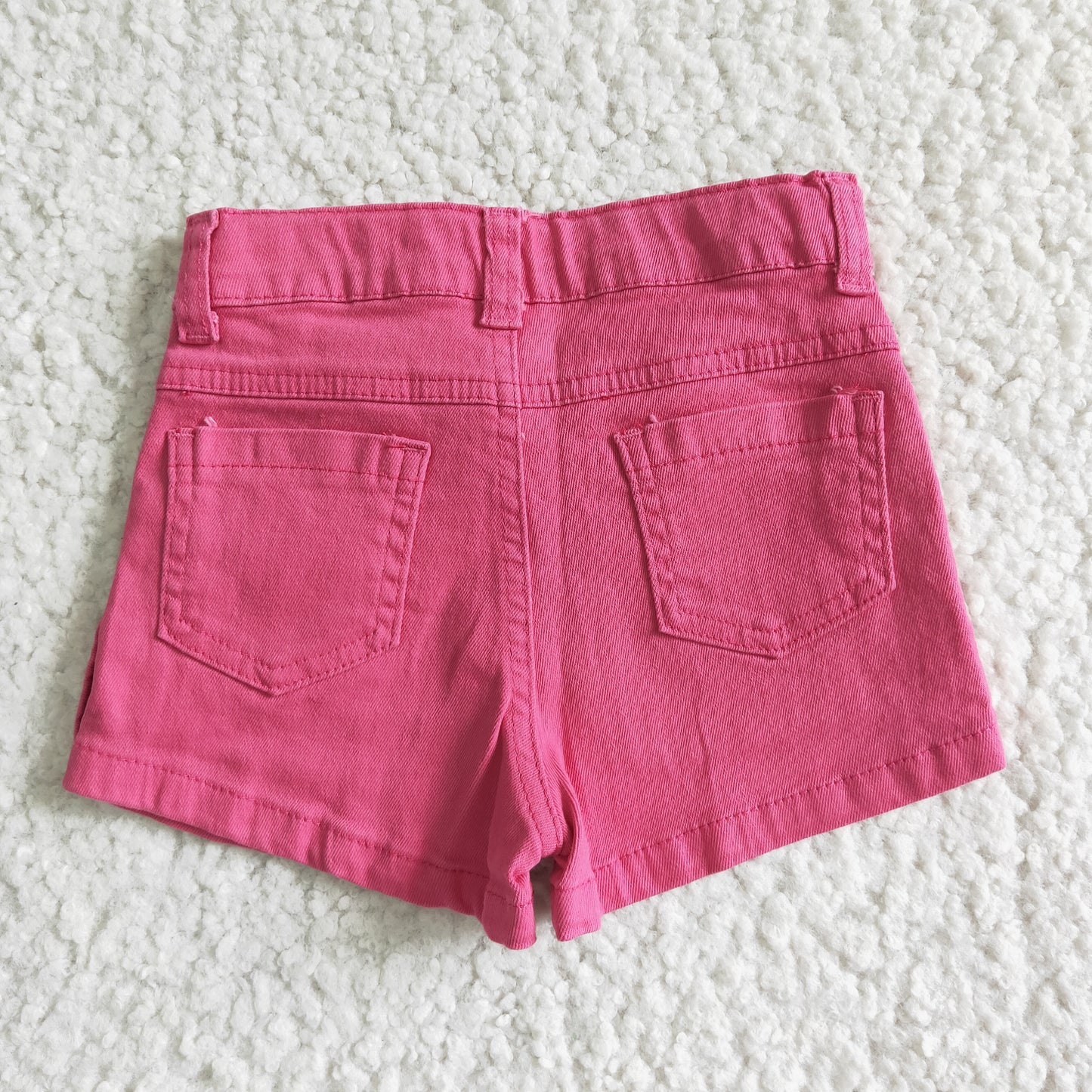 SS0013 Girls hot pink ruffle denim summer shorts