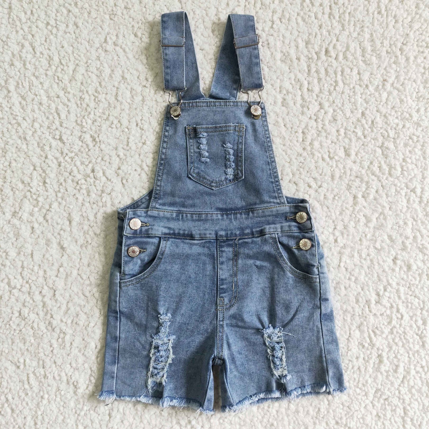 Baby girls blue suspender denim overall shorts jumpsuit SS0016