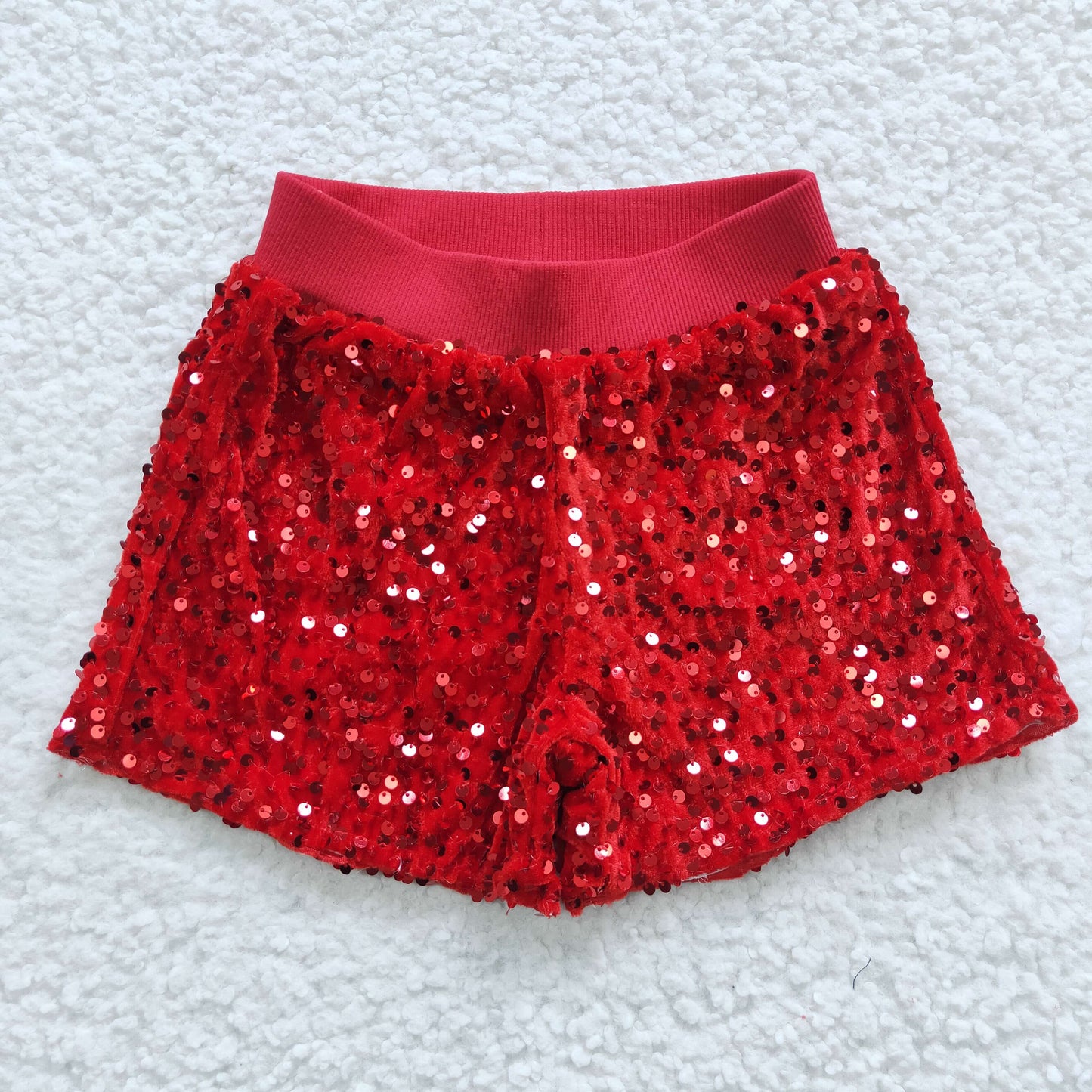 SS0098 Red Baby Girls Sequins Shorts