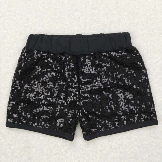 SS0121 Black Baby Girls Sequins Shorts