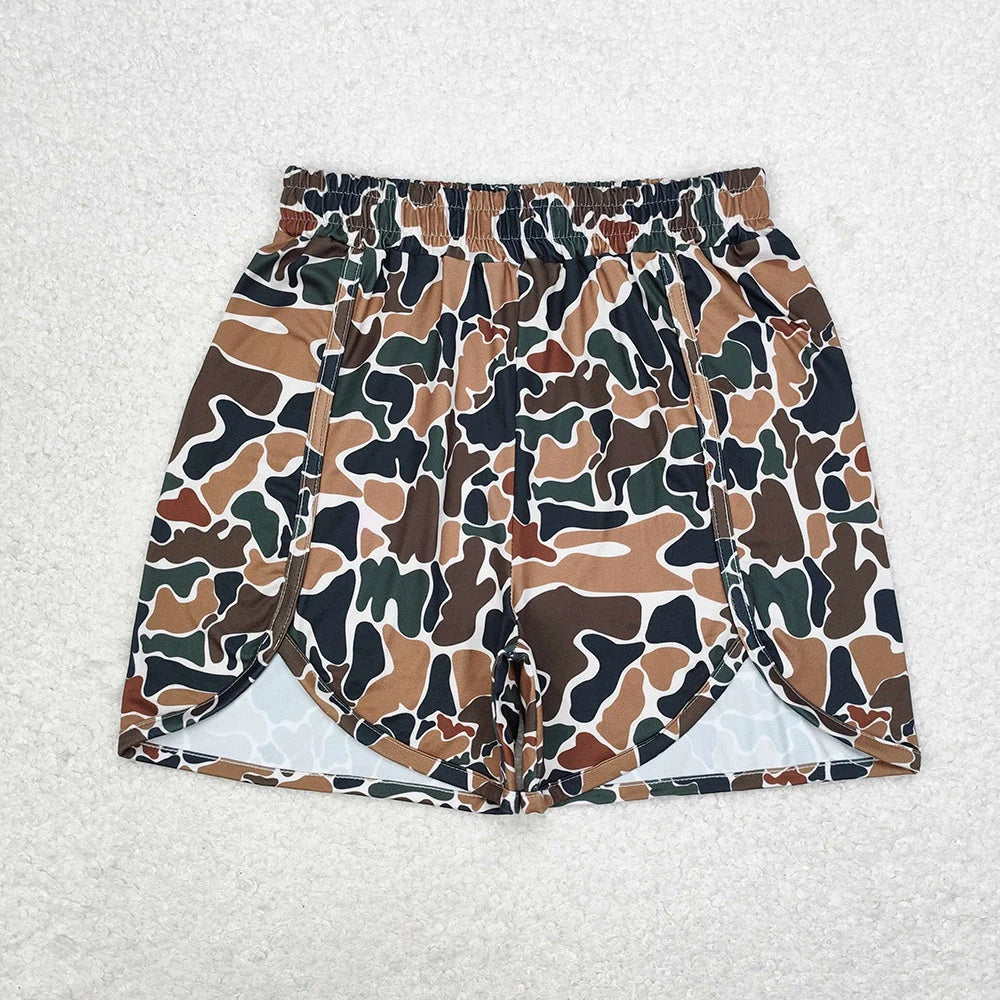 Women Camo Print Running Shorts - 5 Colors Elastic Waist Athletic Shorts with Pockets